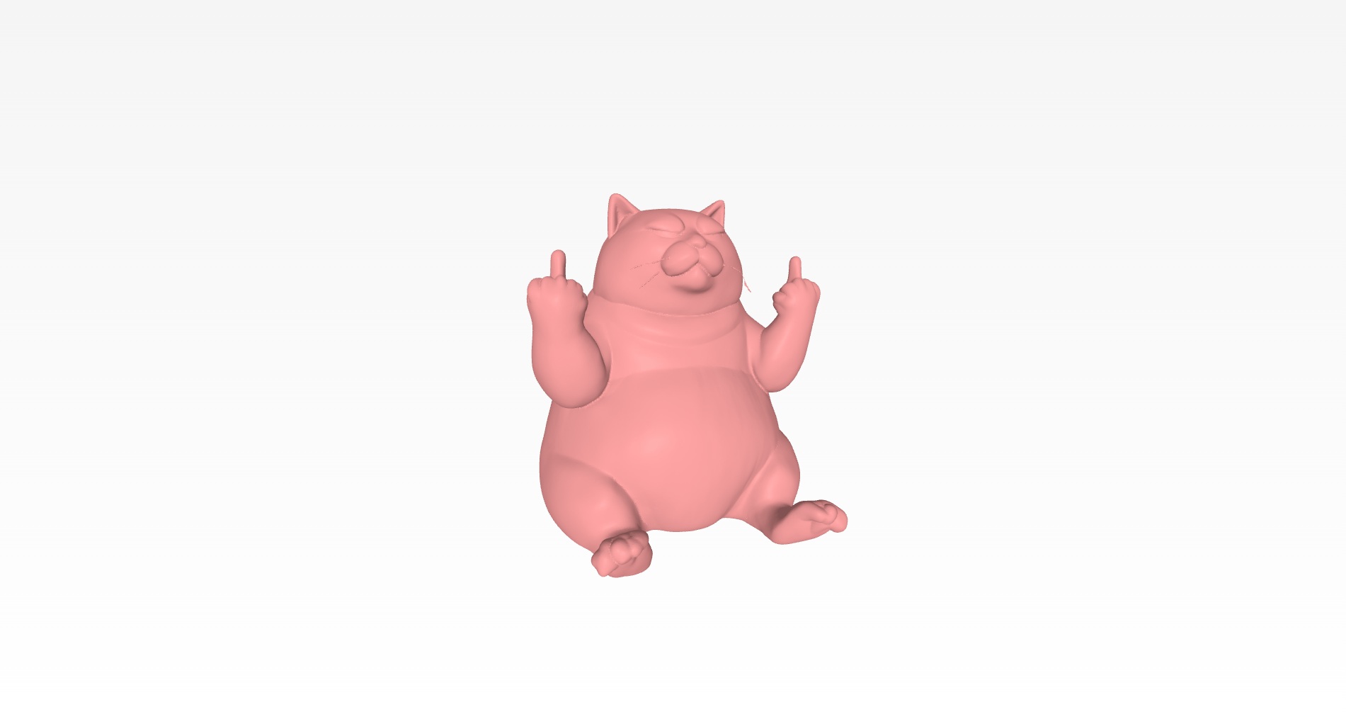 Sitting Middle Finger Cat Figure STL File, 3D Printing File, Digital Print