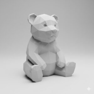 Geometric Sitting Bear 3D Model – Minimalist Low Poly Animal STL