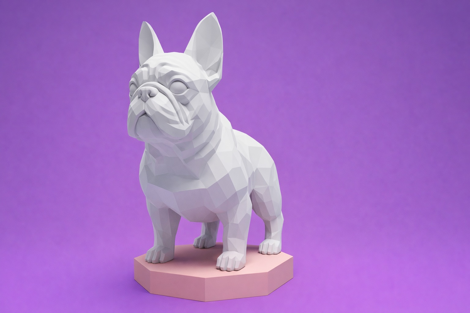 Realistic French Bulldog STL – Detailed 3D Printable Dog Statue for Pet Lovers