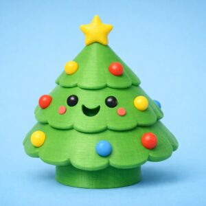 Cute Happy Face Christmas Tree 3D Print STL – Easy Printable Holiday Decor