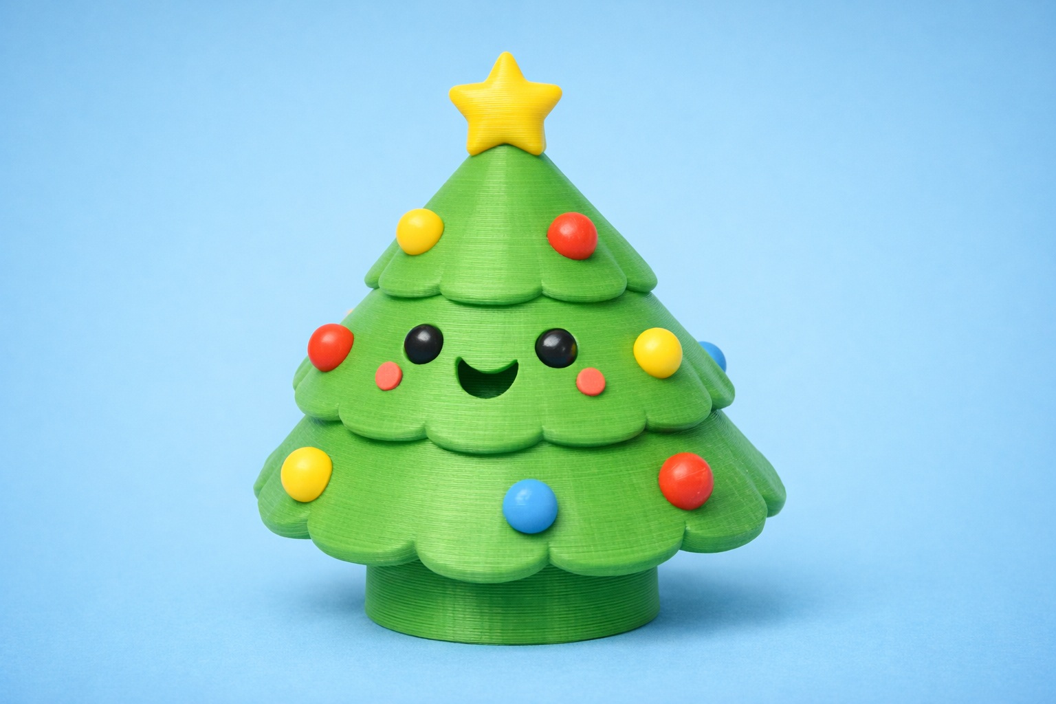 Cute Happy Face Christmas Tree 3D Print STL – Easy Printable Holiday Decor
