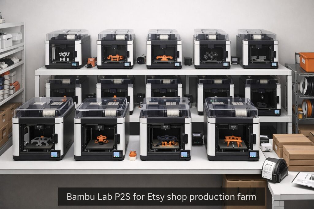 Bambu Lab P2S for Etsy shop production farm