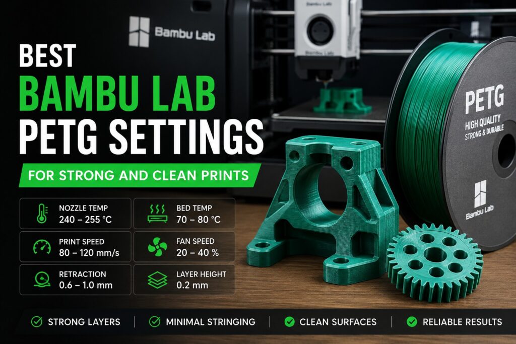 Bambu Lab PETG print showing strong and clean 3D printed part